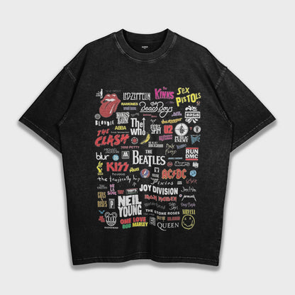 European and American Rock Bands Logo - Loose Heavy T-Shirt