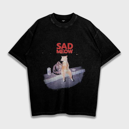 Sad Meow - Loose Fit Heavyweight T-Shirt