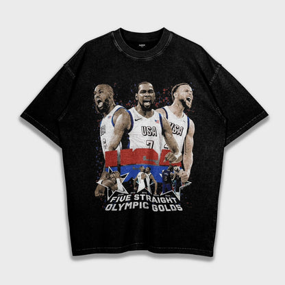 USA American Dream Team 2024 Paris Olympics - Loose Fit Heavyweight T-Shirt
