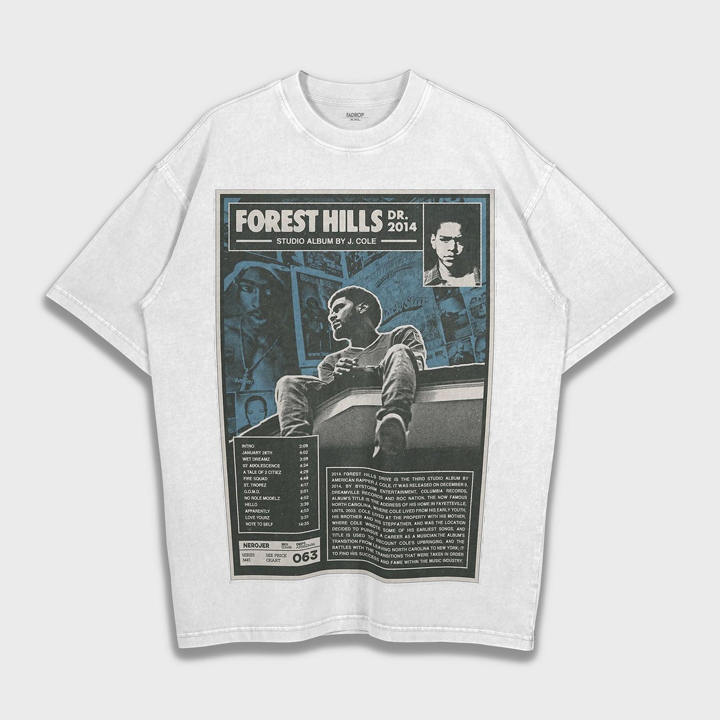 J Cole 2014 Forest Hills Drive - Loose Fit Heavyweight T-Shirt